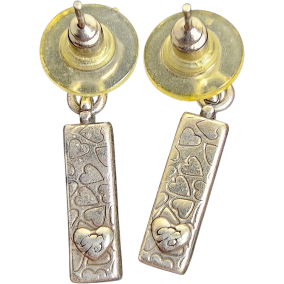 Brighton Silver Green Heart Infinity Beaded Art Deco Dangle Post Earrings - Picture 5 of 5